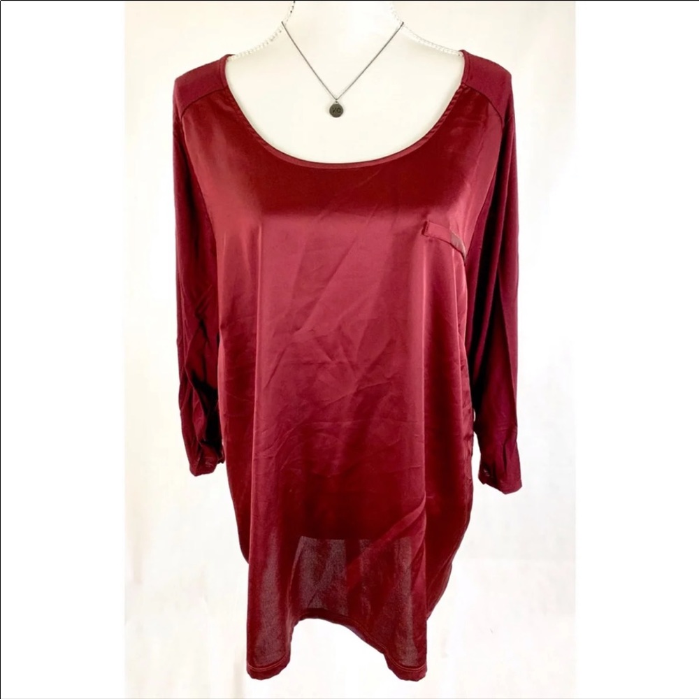 LANE BRYANT 3/4 Sleeve Maroon Blouse
